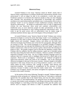 April 29th, 2011 Rhetorical Essay Leonoid Fridman in his essay