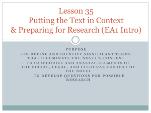 Lesson 35 Putting the Text in Context & Preparing for Research