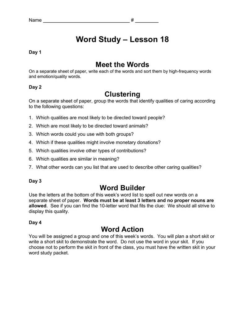 Word Study – Lesson 21