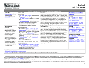 English II Unit One Sample Daily Performance Tasks/Prompts