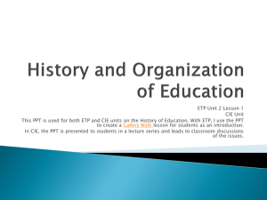History and Organization of Education