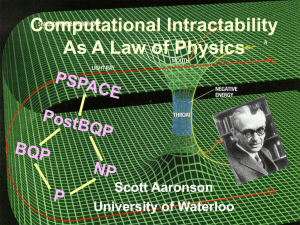 Computational Intractability As A Law of Physics