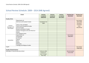 School Review Schedule: 2009 – 2014 (MB Agreed)