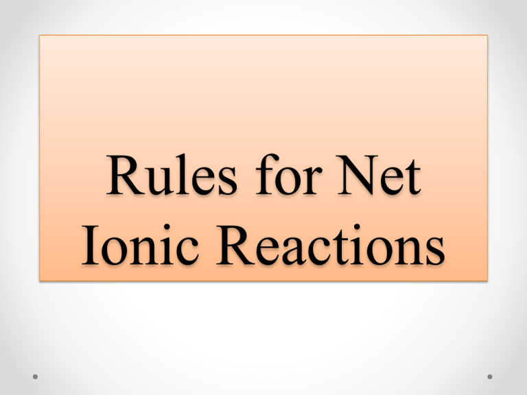 Rules For Net Ionic Reactions