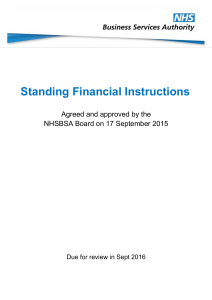 Standing Financial Instructions - NHS Business Services Authority