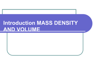 Mass, Volume and Density