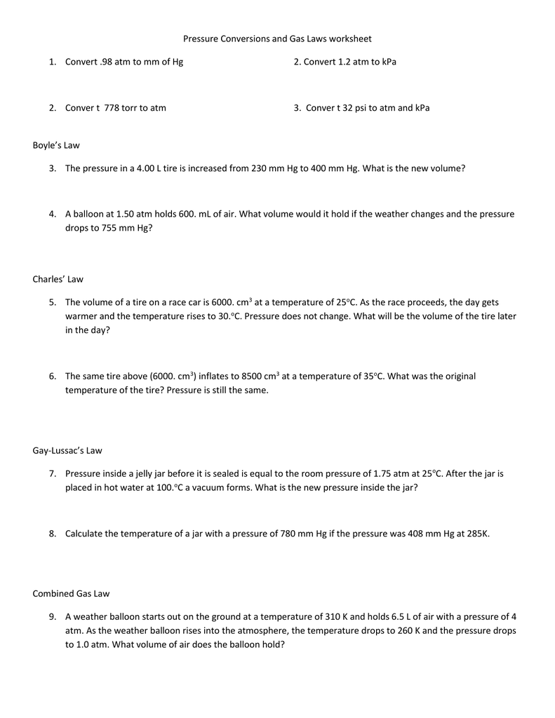  Gas Pressure Conversion Worksheet Free Download Goodimg co