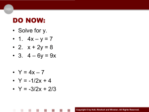 Solving Systems zusing Graphing 1