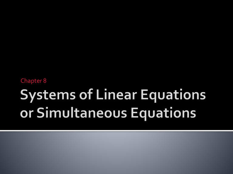 Systems Of Linear Equations 2007 