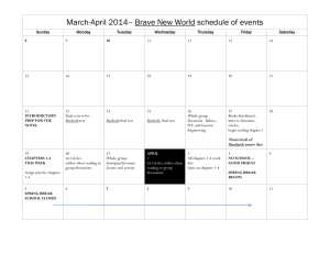 March 2013* Brave New World schedule of events