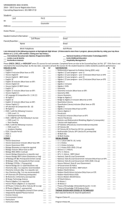 SPRINGBROOK HIGH SCHOOL 2014 – 2015 Course Registration