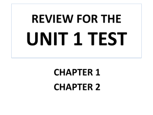 REVIEW FOR THE UNIT 1 TEST