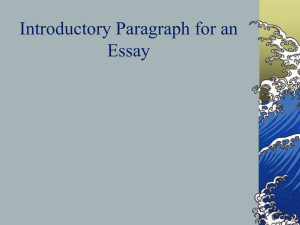 Introductory Paragraph for an Essay