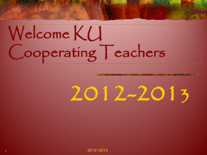 Welcome KU Cooperating Teachers 2012-2013