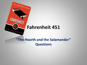 Fahrenheit 451 "The Hearth and the Salamander" Questions PPT