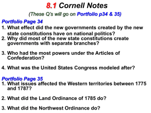 Section 8.1: The Articles of Confederation