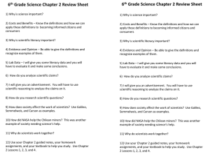 6th Grade Science Chapter 2 Review Sheet
