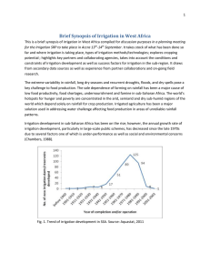 Brief Synopsis of Irrigation in West Africa