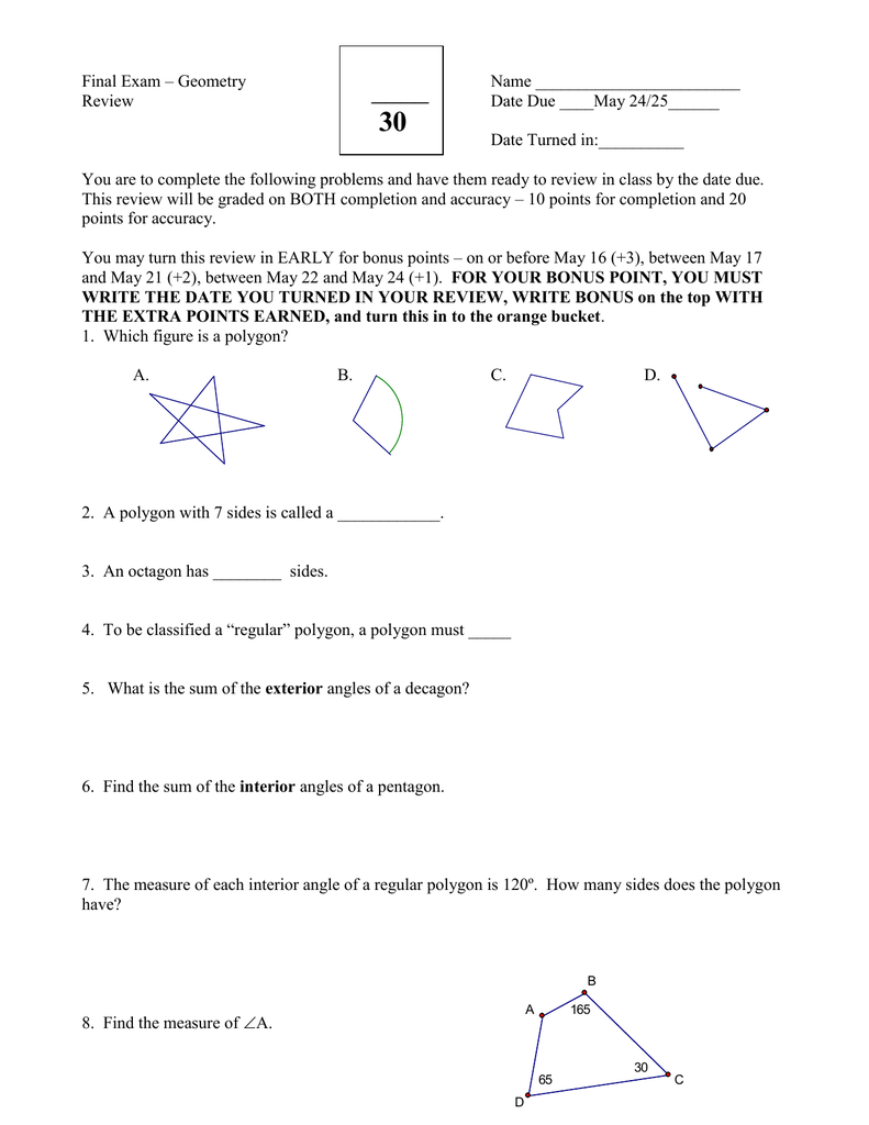 Final Exam Geometry