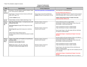 Course Schedule for Spring 2012