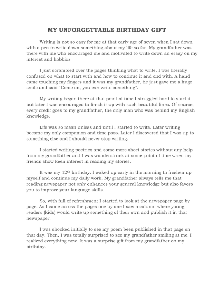Unexpected Birthday Surprise Essay Hindujagratacetana22