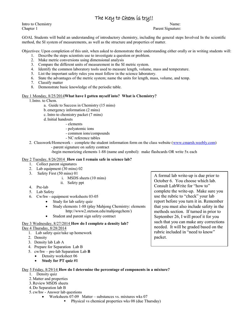 Intro to Chemistry Pertaining To Introduction To Chemistry Worksheet