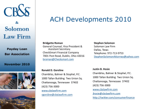 ACH Developments - Payday Loan Bar Association