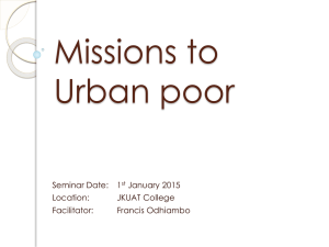 Missions To The Urban Poor