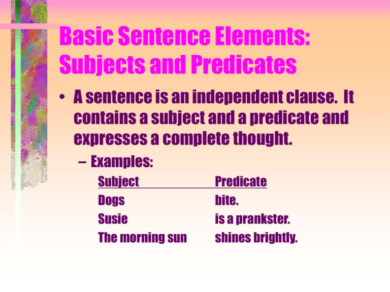 Basic Sentence Elements