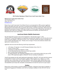 Pl 2014 Position Openings at Mount Grace Land Conservation Trust