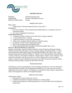 Job Description - Mountain Valley Developmental Services