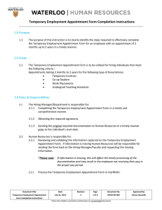 Temporary Employment Appointment instructions