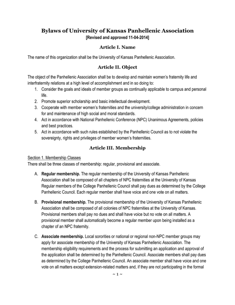 Section 1. Statement KU Panhellenic Association