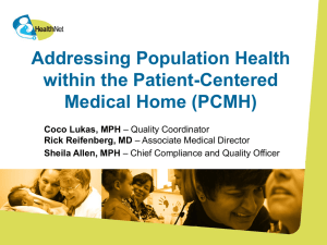 Population Health in a Patient Centered Medical Home