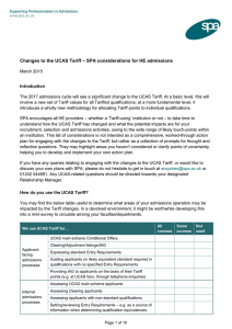 Changes to the UCAS Tariff - SPA considerations for HE admissions