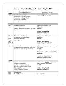 Timeline of Assessment - Stage 1 English Pre-Studies