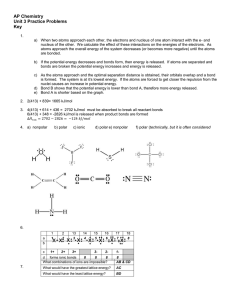 AP Chemistry Unit 3 Practice Problems Key When two atoms