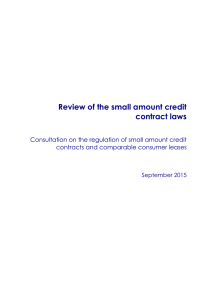 Review of small amount credit contract laws - Consumer Credit
