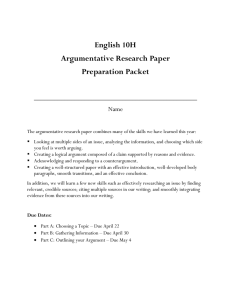 Argumentative Research Preparation Packet