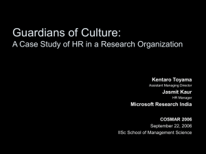 Case Study of HR in a Research Organization