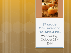 6 th grade On- Level and Pre