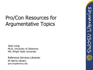 February 23 Pro/Con Resources and Topic Selection