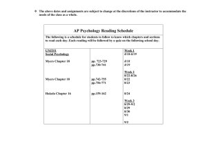 AP Psychology Reading Schedule