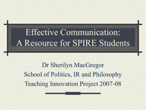 Effective Communication: A Resource for SPIRE