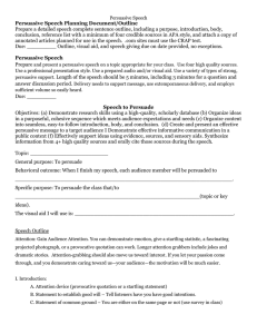 Persuasive Speech Grading Rubric