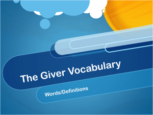 The Giver Vocabulary