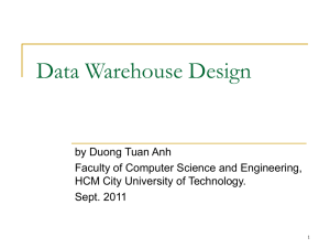 Data Warehouse Design - Faculty of Computer Science & Engineering