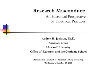 Unethical Issues In Research: An Historical Perspective