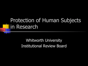 Protection of Human Subjects in Research