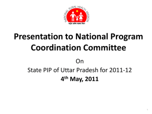 Presentation to National Program Coordination Committee